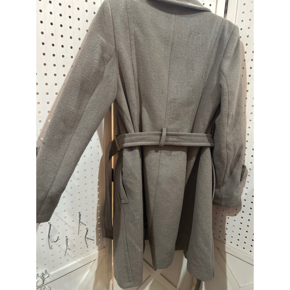 T Tahari Women's Wool Belted Double Breasted Trench Coat Taupe Size 10 Grey - Picture 9 of 10